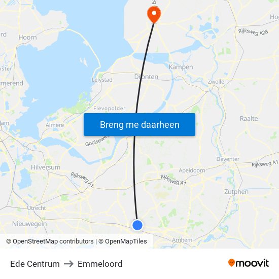 Ede Centrum to Emmeloord map