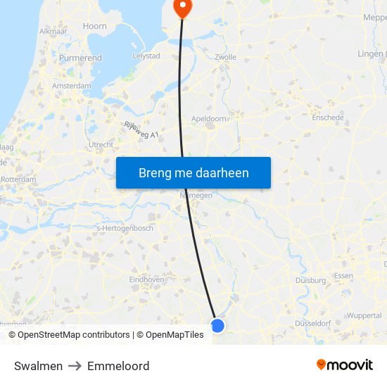 Swalmen to Emmeloord map