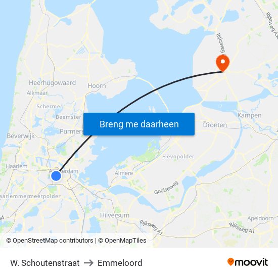 W. Schoutenstraat to Emmeloord map