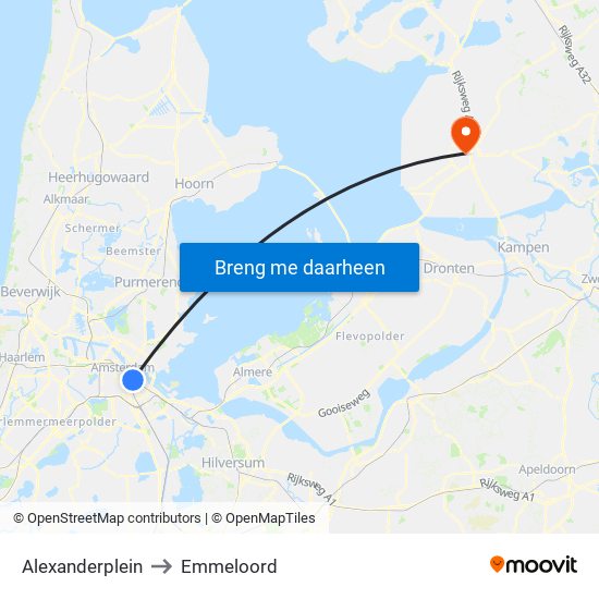 Alexanderplein to Emmeloord map