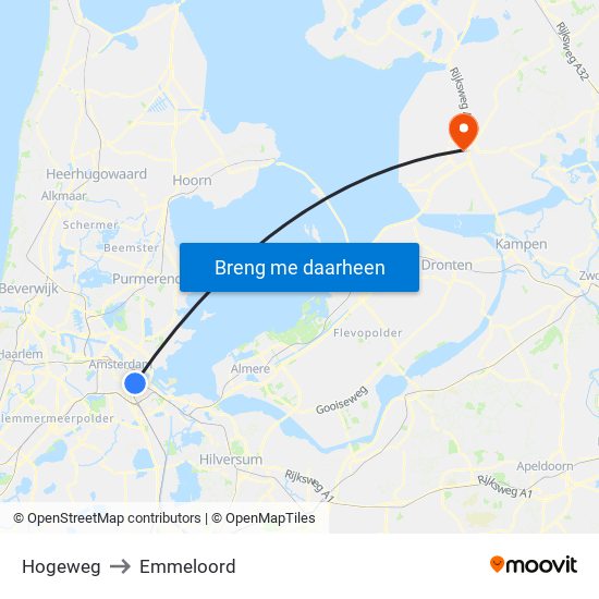 Hogeweg to Emmeloord map