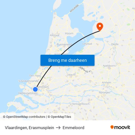 Vlaardingen, Erasmusplein to Emmeloord map