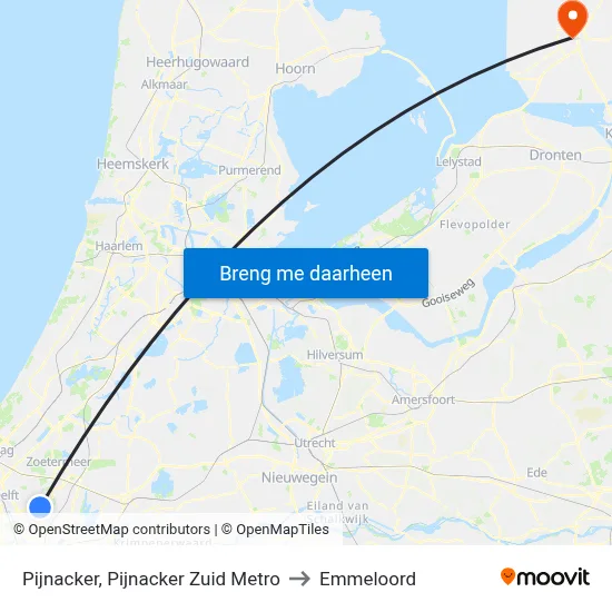 Pijnacker, Pijnacker Zuid Metro to Emmeloord map