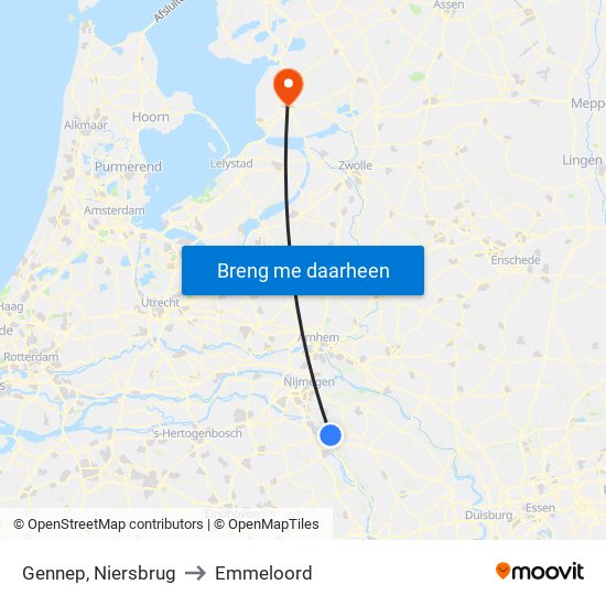Gennep, Niersbrug to Emmeloord map