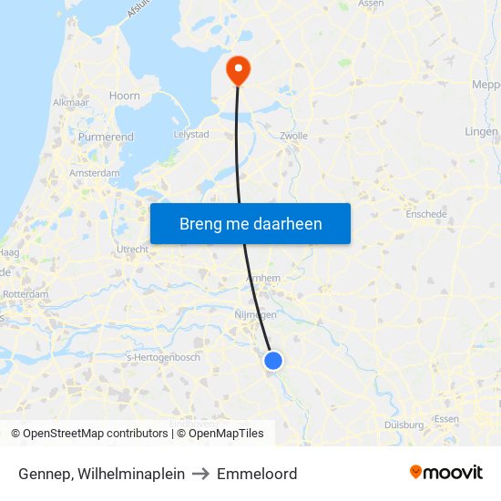 Gennep, Wilhelminaplein to Emmeloord map