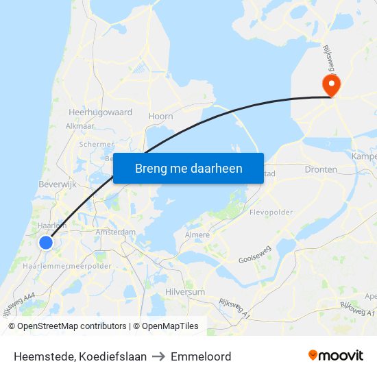 Heemstede, Koediefslaan to Emmeloord map