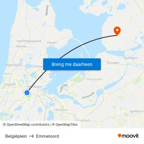 Belgiëplein to Emmeloord map