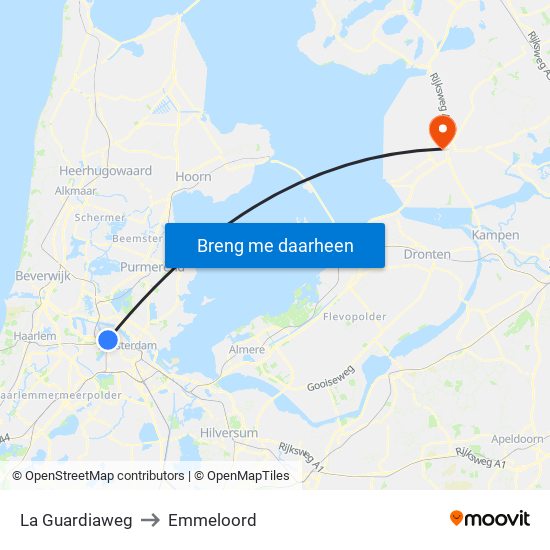 La Guardiaweg to Emmeloord map
