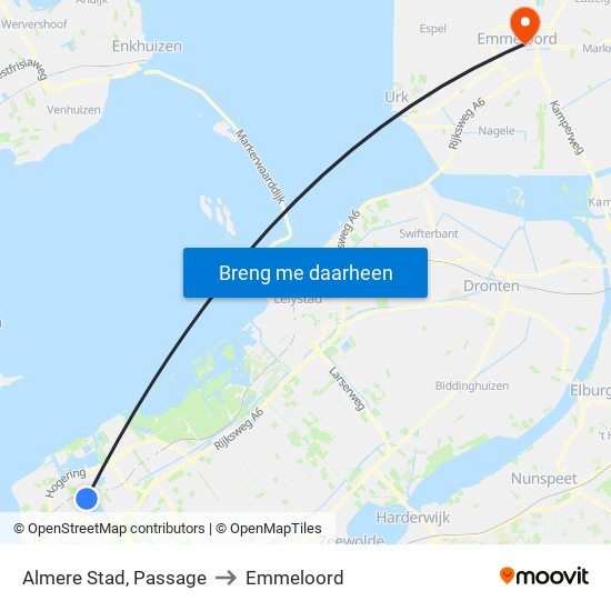 Almere Stad, Passage to Emmeloord map