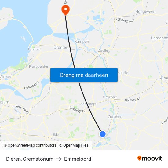 Dieren, Crematorium to Emmeloord map