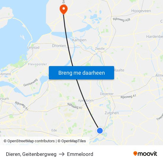 Dieren, Geitenbergweg to Emmeloord map