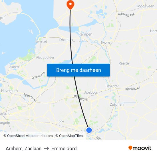 Arnhem, Zaslaan to Emmeloord map