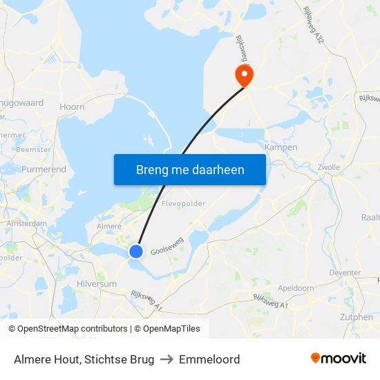 Almere Hout, Stichtse Brug to Emmeloord map