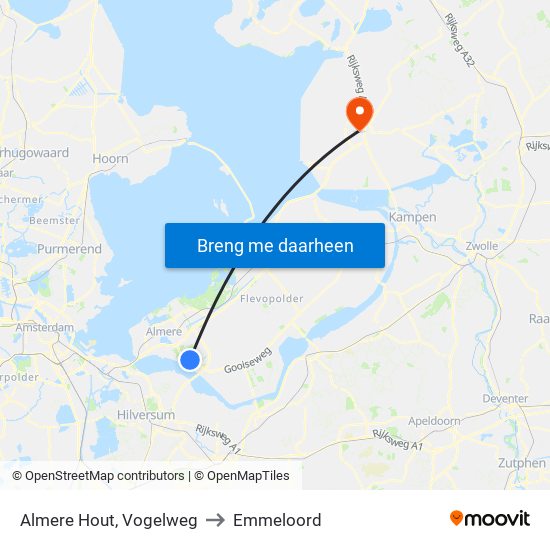 Almere Hout, Vogelweg to Emmeloord map