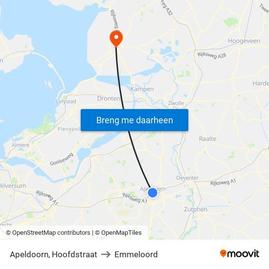 Apeldoorn, Hoofdstraat to Emmeloord map