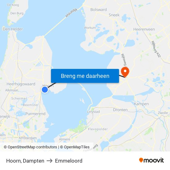 Hoorn, Dampten to Emmeloord map