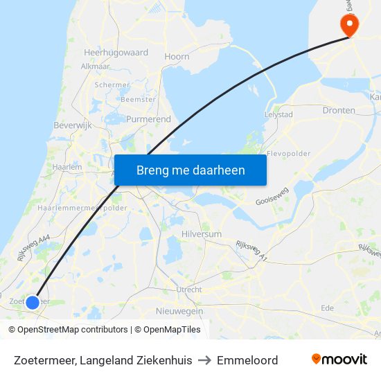 Zoetermeer, Langeland Ziekenhuis to Emmeloord map