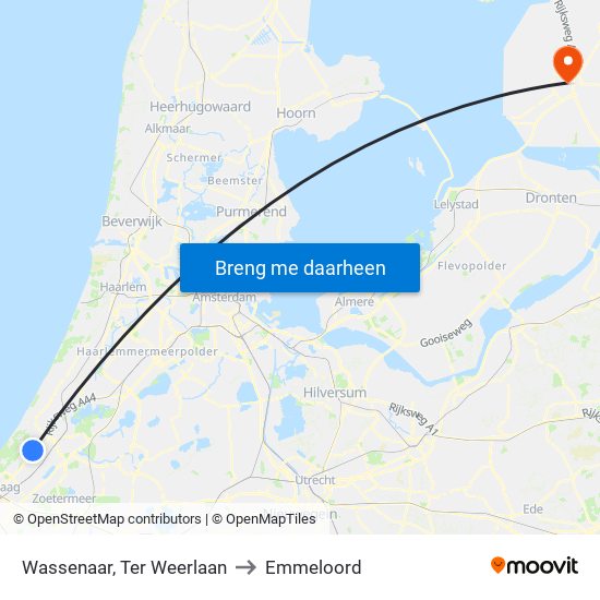 Wassenaar, Ter Weerlaan to Emmeloord map