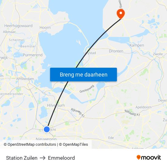 Station Zuilen to Emmeloord map