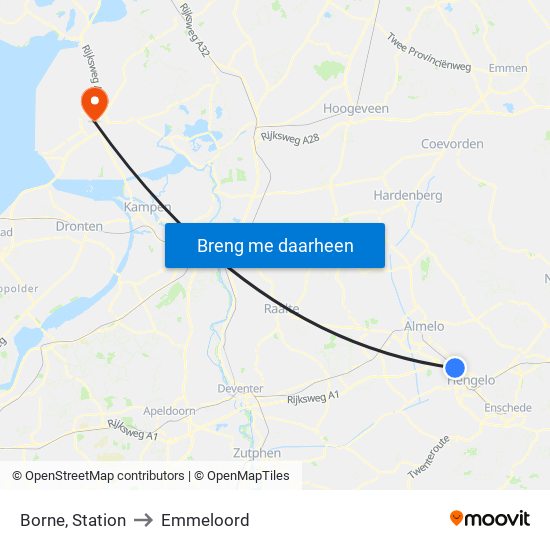 Borne, Station to Emmeloord map