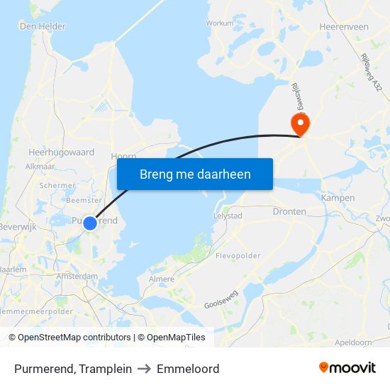 Purmerend, Tramplein to Emmeloord map