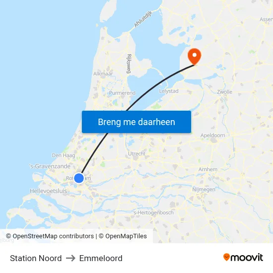Station Noord to Emmeloord map