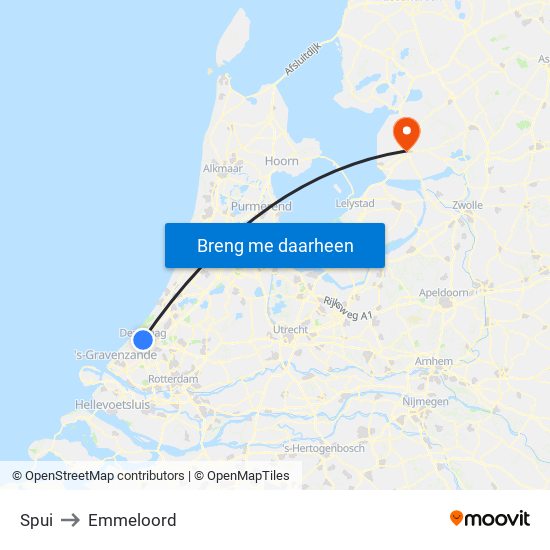 Spui to Emmeloord map