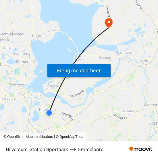 Hilversum, Station Sportpark to Emmeloord map