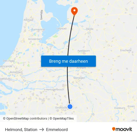 Helmond, Station to Emmeloord map