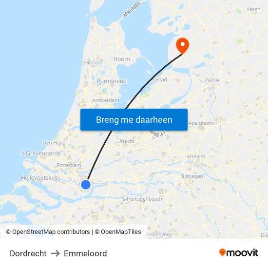 Dordrecht to Emmeloord map
