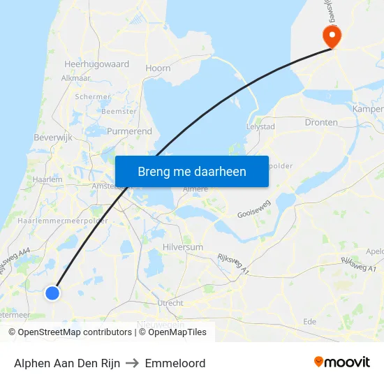 Alphen Aan Den Rijn to Emmeloord map