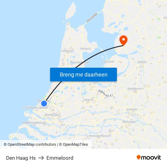 Den Haag Hs to Emmeloord map