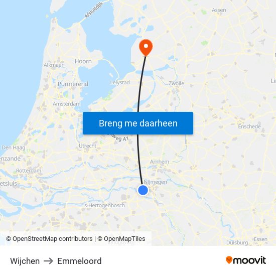 Wijchen to Emmeloord map