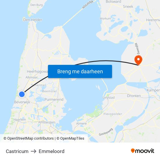 Castricum to Emmeloord map