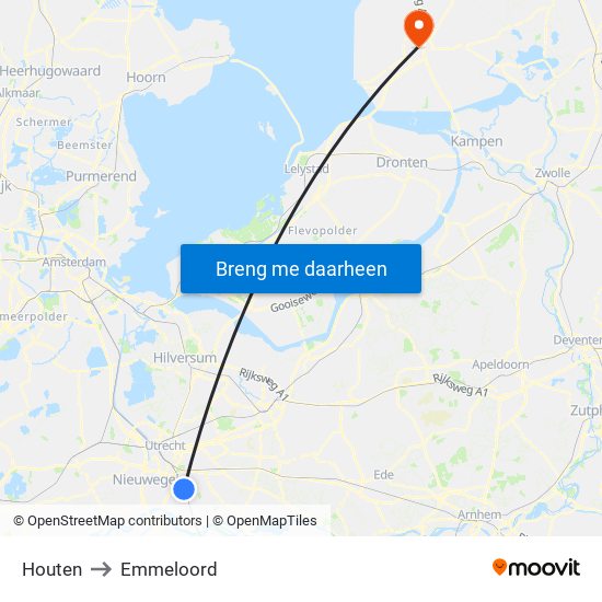 Houten to Emmeloord map