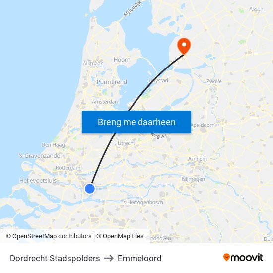 Dordrecht Stadspolders to Emmeloord map