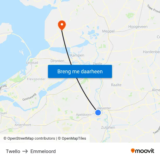 Twello to Emmeloord map