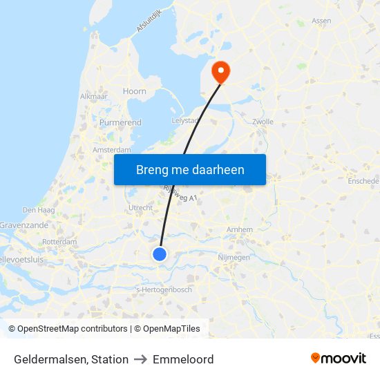Geldermalsen, Station to Emmeloord map