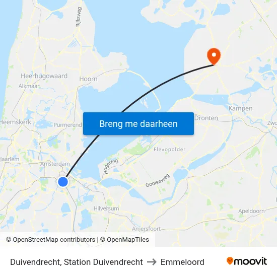 Duivendrecht, Station Duivendrecht to Emmeloord map