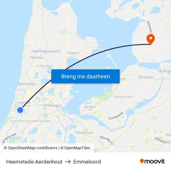 Heemstede-Aerdenhout to Emmeloord map