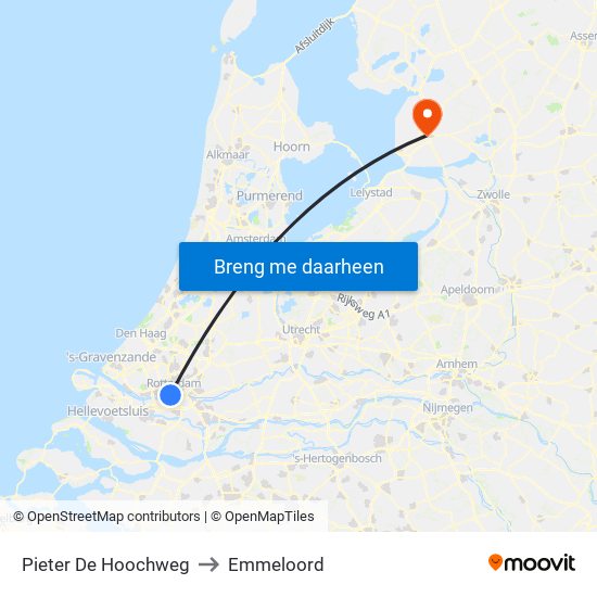 Pieter De Hoochweg to Emmeloord map