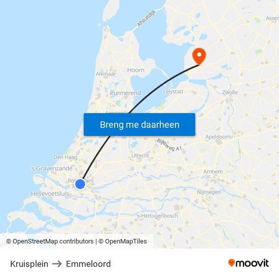 Kruisplein to Emmeloord map