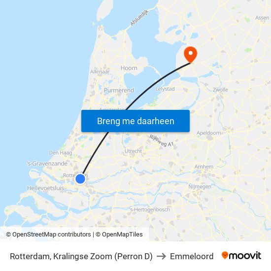 Rotterdam, Kralingse Zoom (Perron D) to Emmeloord map