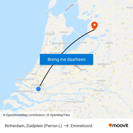 Rotterdam, Zuidplein (Perron L) to Emmeloord map