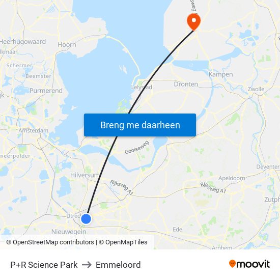 P+R Science Park to Emmeloord map