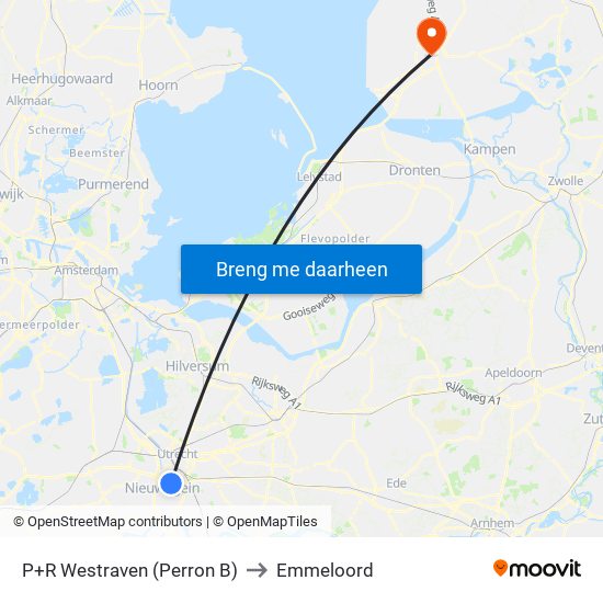 P+R Westraven (Perron B) to Emmeloord map