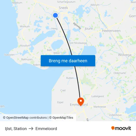 Ijlst, Station to Emmeloord map