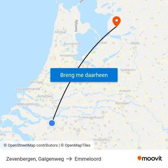 Zevenbergen, Galgenweg to Emmeloord map