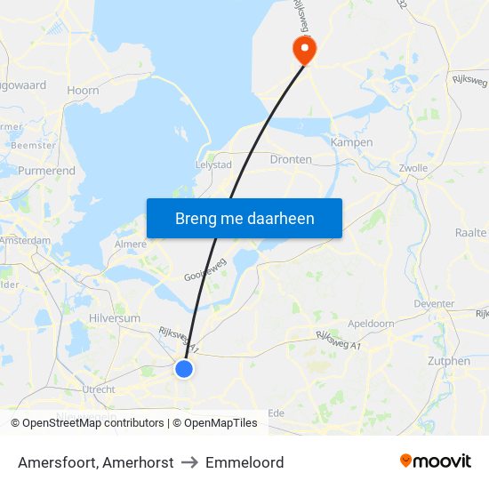 Amersfoort, Amerhorst to Emmeloord map