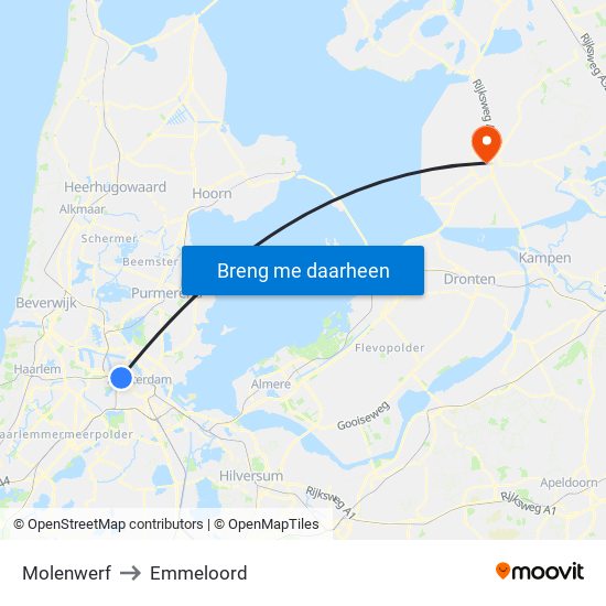 Molenwerf to Emmeloord map